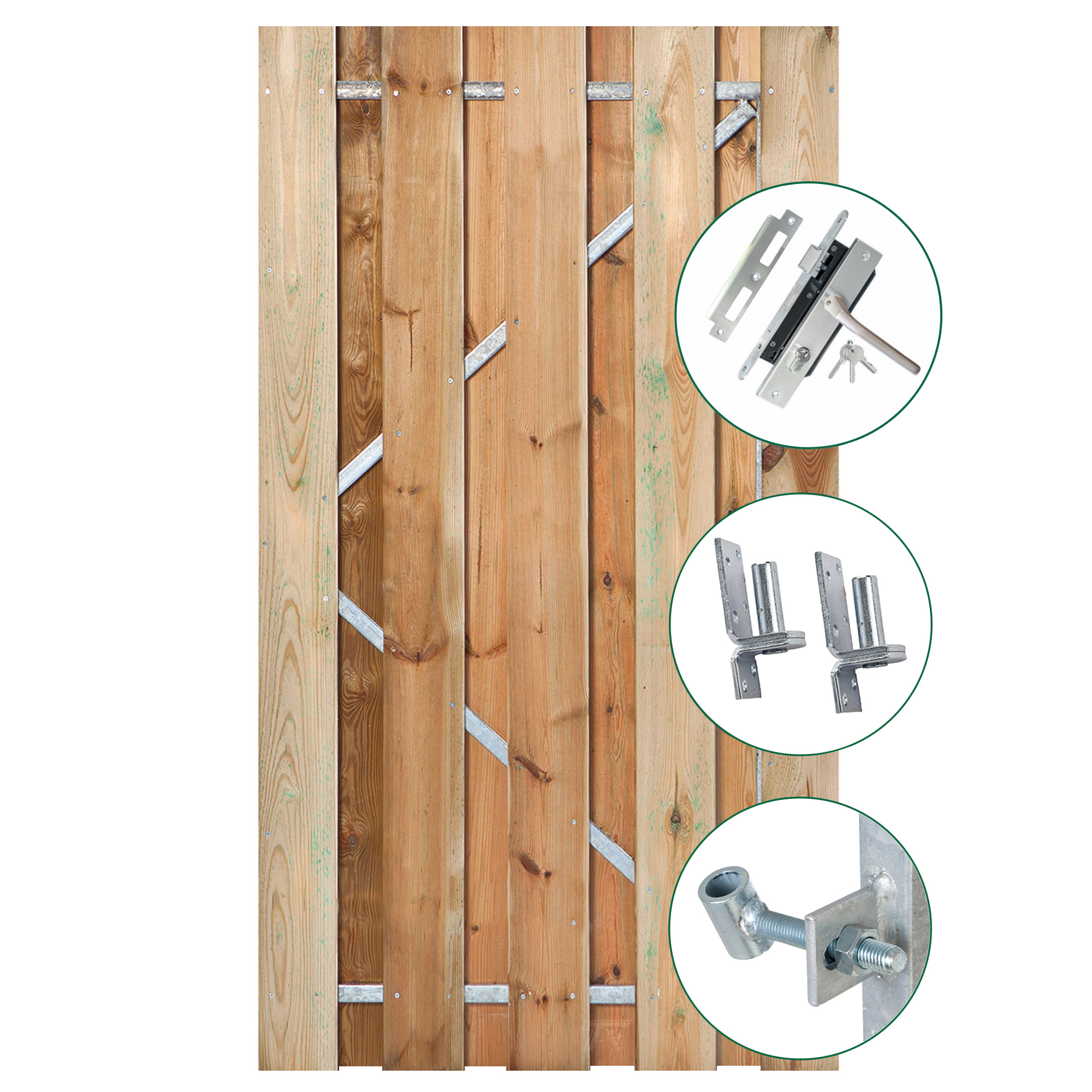 Tuindeur Solide grenen groen geïmpregneerd, 9-planks 180 x 100 cm