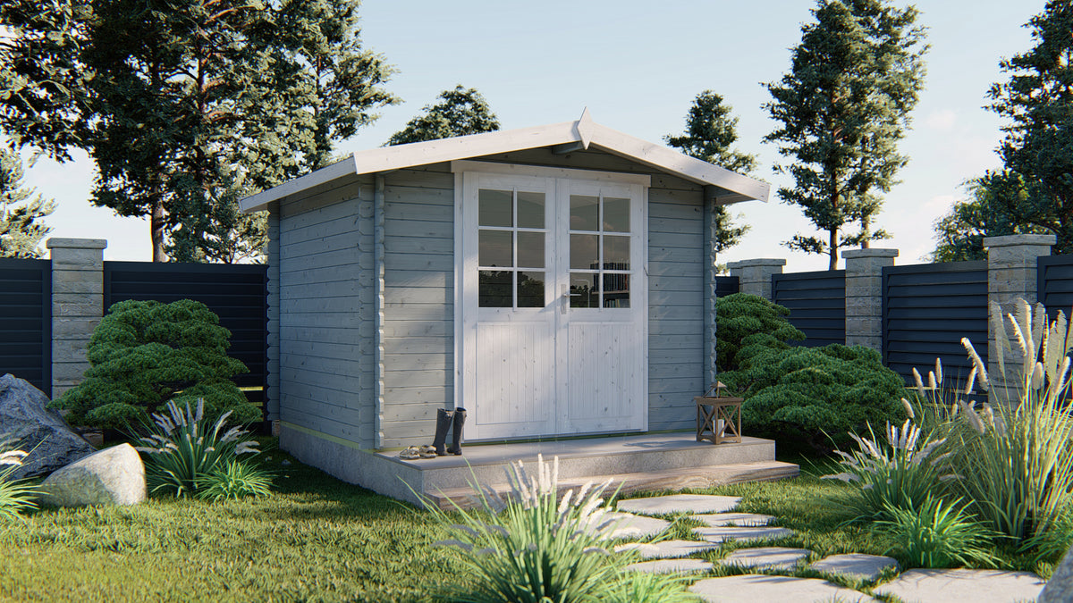 Blokhut - Tuinhuis Bjarni | 28 mm | grijs geïmpregneerd