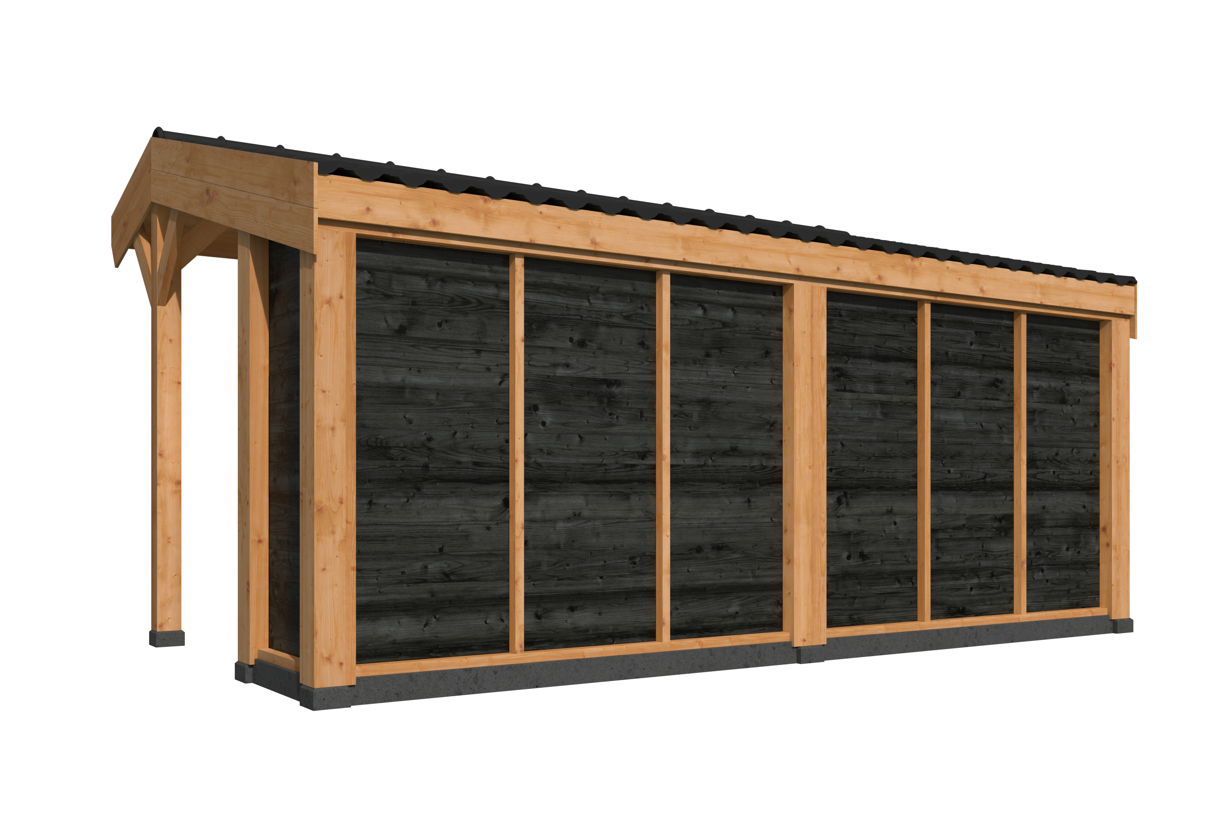 DHZ Kapschuur Goor Douglas 600 x 300 cm zwart geïmpregneerd