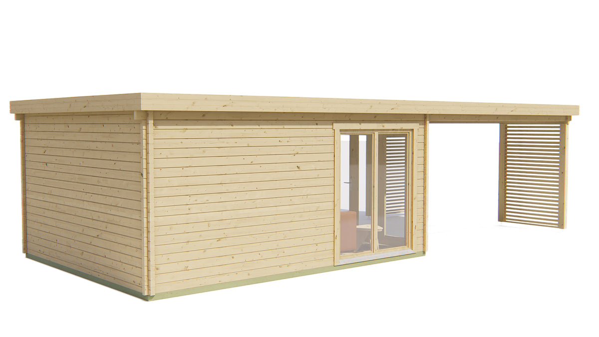 Blokhut - Tuinhuis Casper | 58 mm | vuren grijs geïmpregneerd