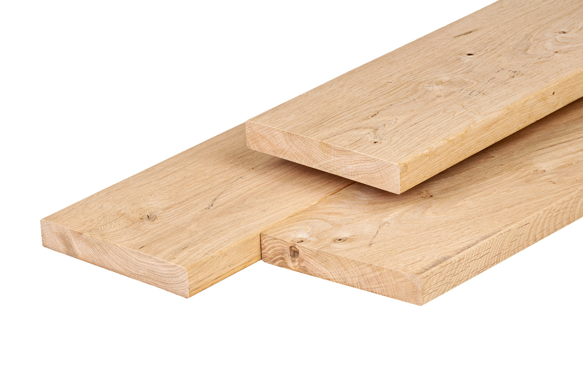 Eiken plank 2,8 x 18,0 x 400 cm, gedroogd, geschaafd