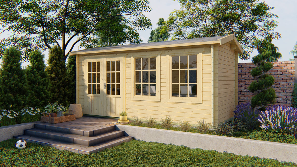 Blokhut - Tuinhuis Justine | 40 mm | vuren grijs geïmpregneerd