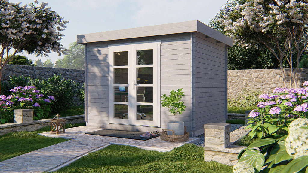 Blokhut - Tuinhuis Hypermodern | 28 mm | vuren groen geïmpregneerd