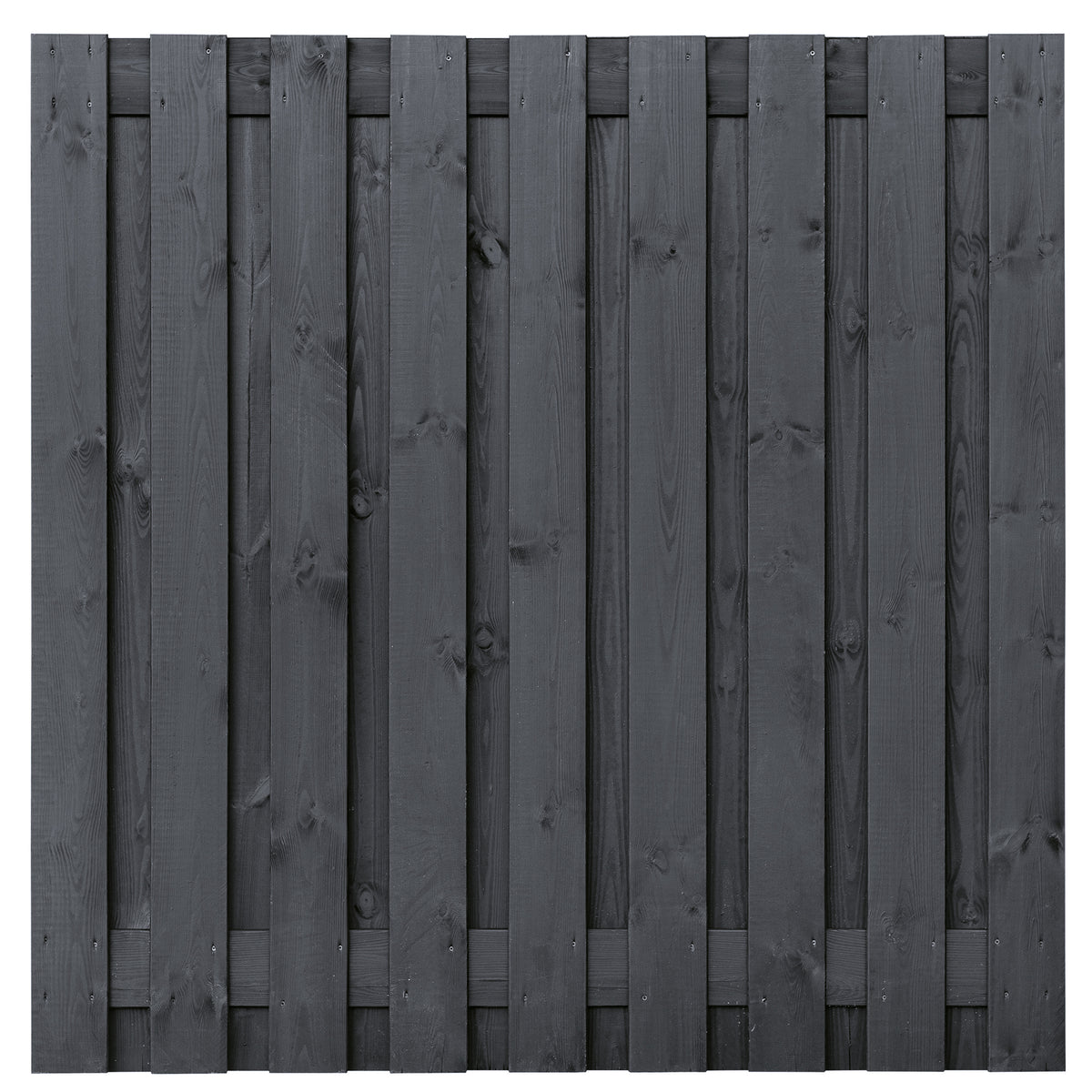 Tuinscherm Koblenz, zwart gespoten vuren, RVS-geschroefd, 19-planks (17+2) 180 x 180 cm