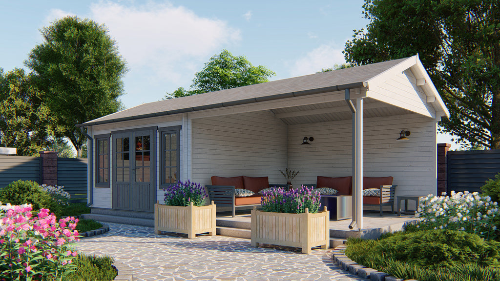 Blokhut - Tuinhuis Kwaspa | 44 mm | vuren honinggeel geïmpregneerd
