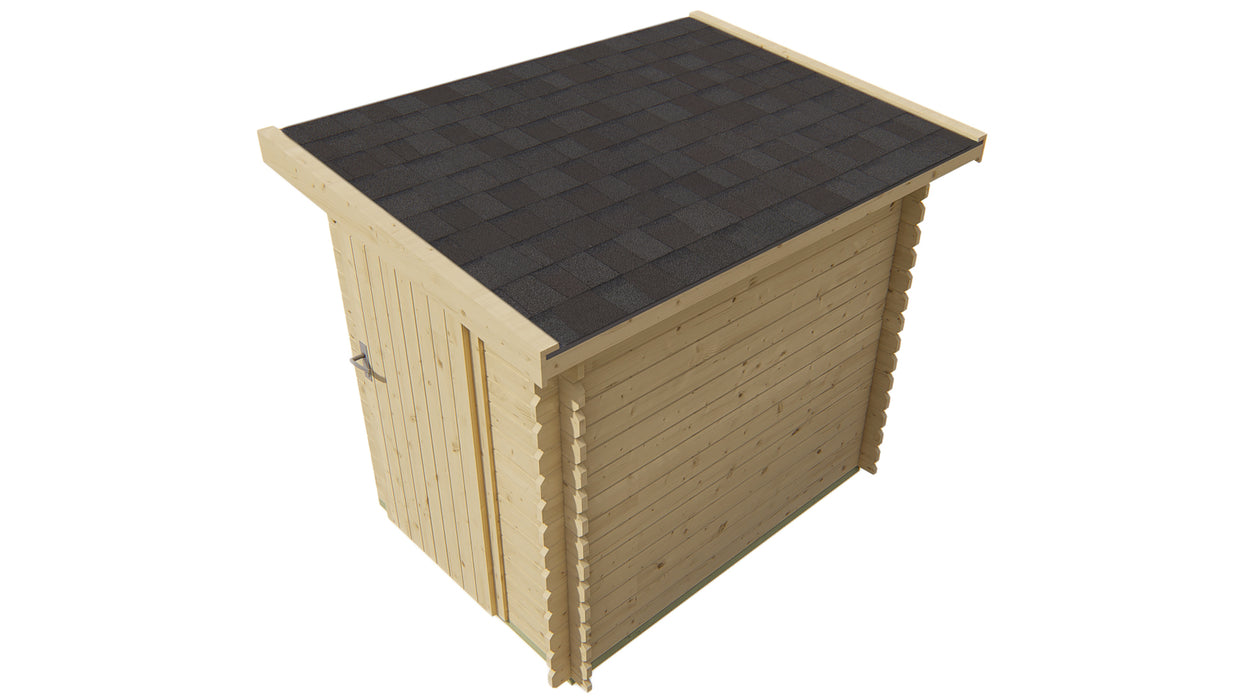 Blokhut - Tuinhuis Aanbouw | 44 mm | vuren bruin geïmpregneerd