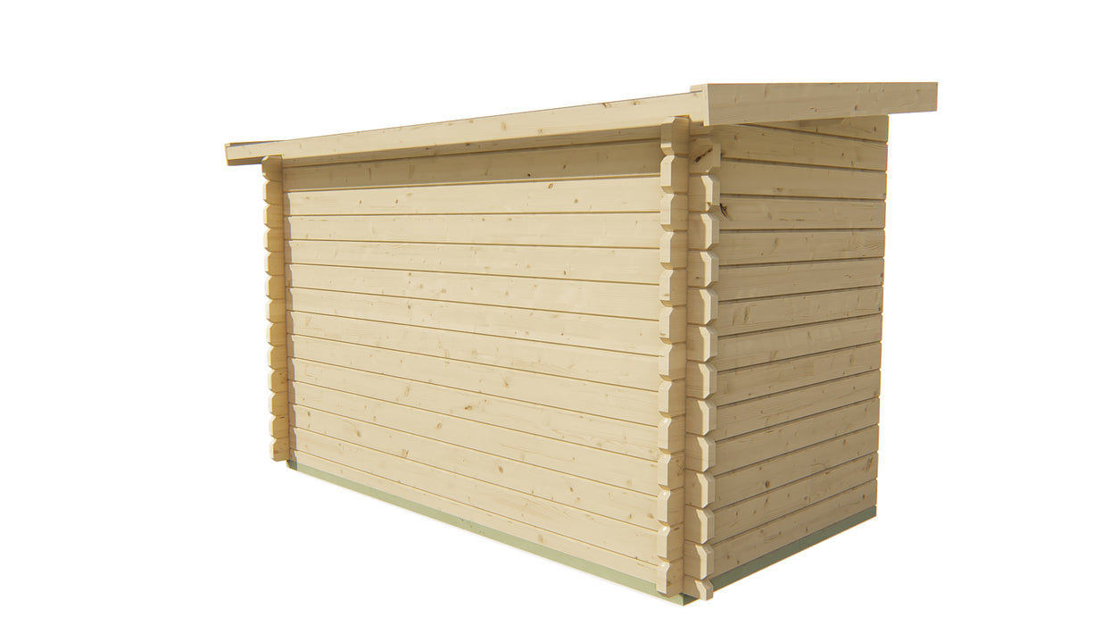 Blokhut - Tuinhuis Aanbouw | 28 mm | vuren honinggeel geïmpregneerd