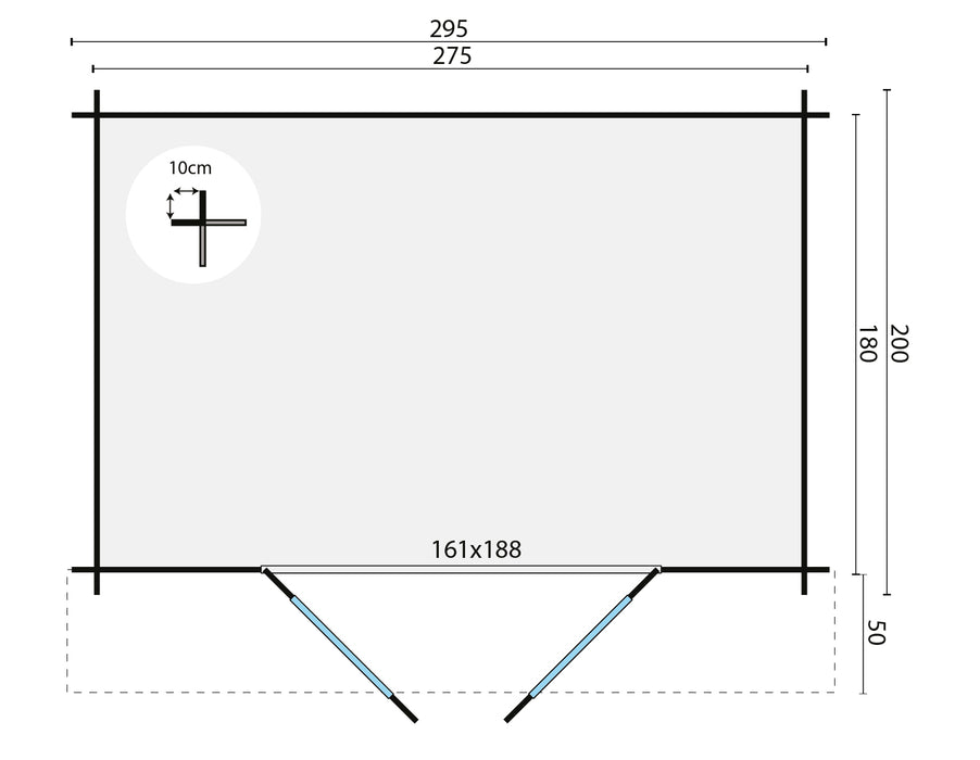 Blokhut - Tuinhuis Anja | 28 mm | vuren grijs geïmpregneerd