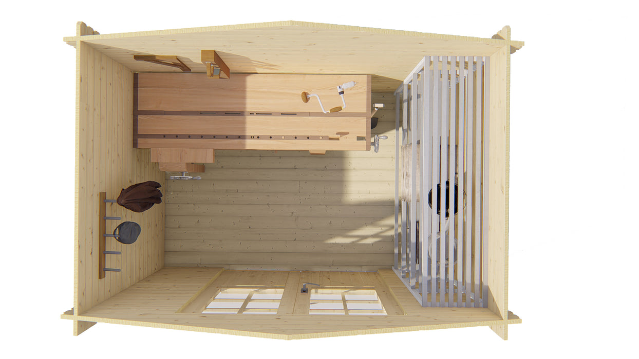 Blokhut - Tuinhuis Anja | 28 mm | vuren grijs geïmpregneerd