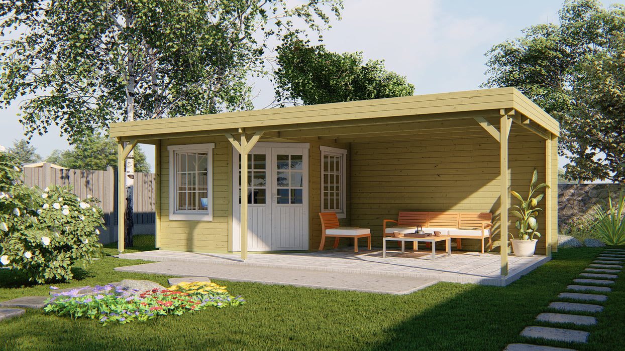 Blokhut - Tuinhuis Annette | 40 mm | vuren grijs geïmpregneerd