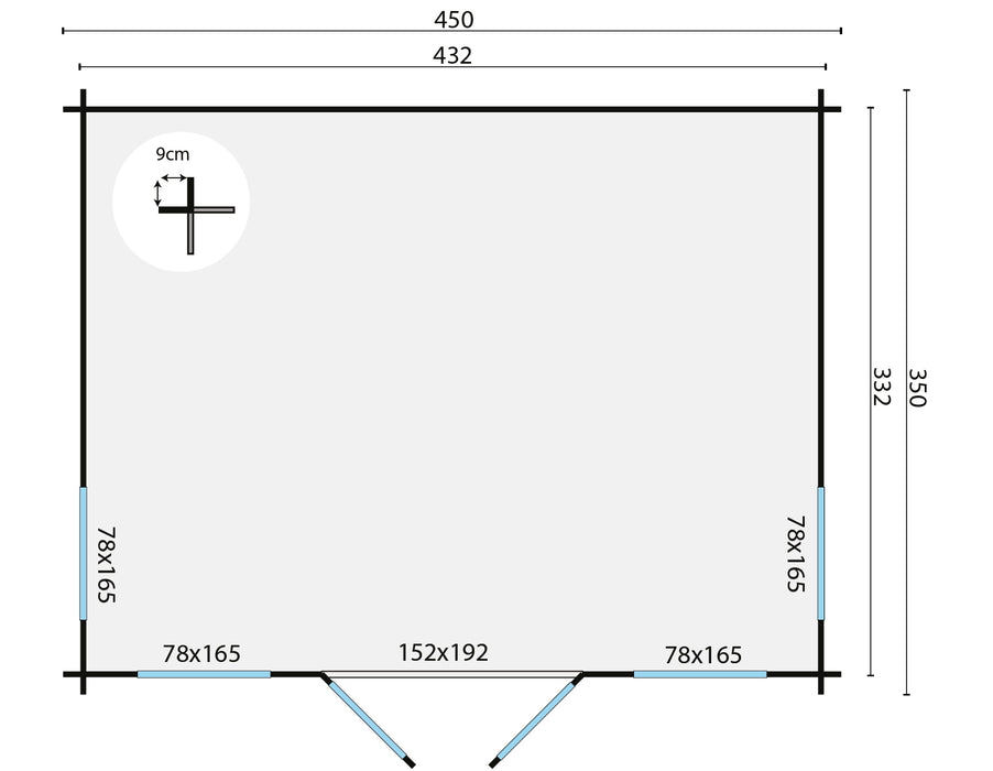 Blokhut - Tuinhuis Arne | 28 mm | vuren grijs geïmpregneerd