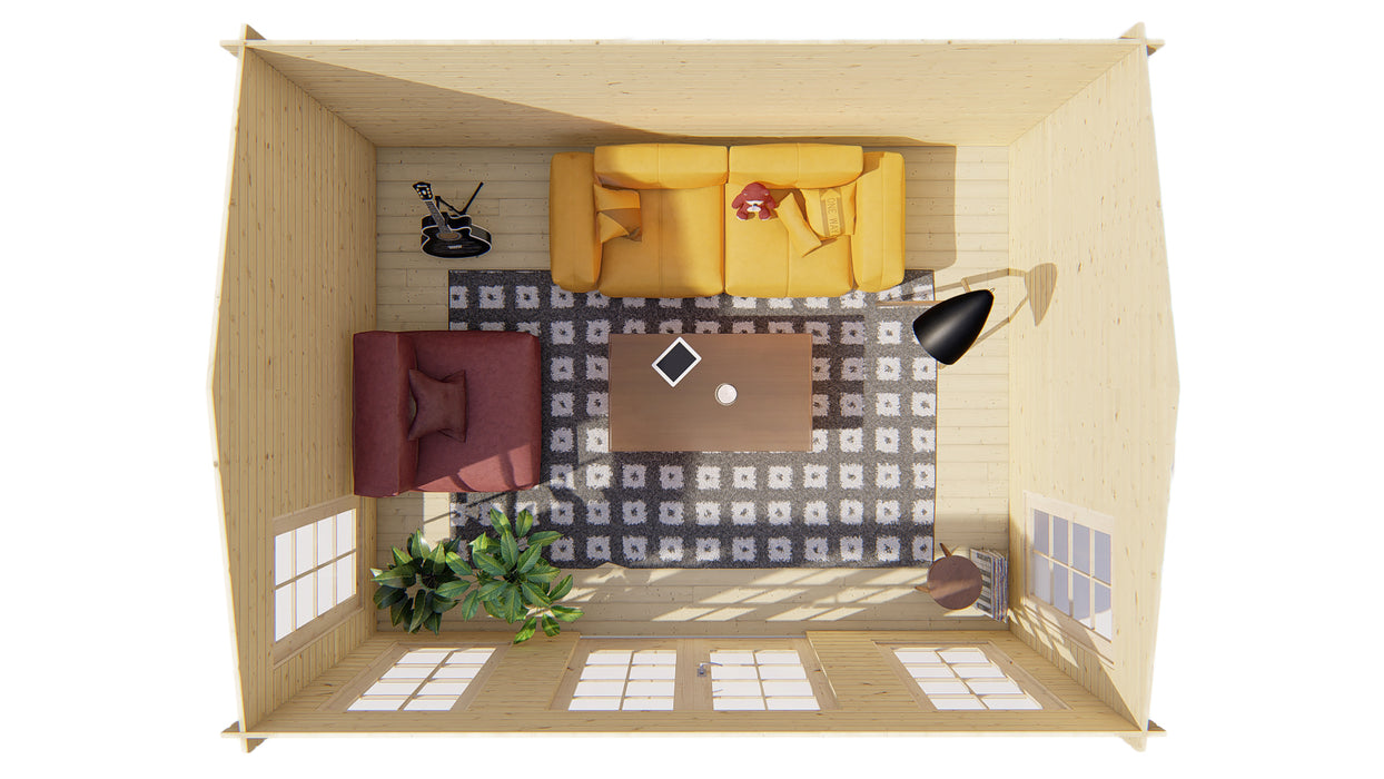 Blokhut - Tuinhuis Arne | 28 mm | vuren grijs geïmpregneerd