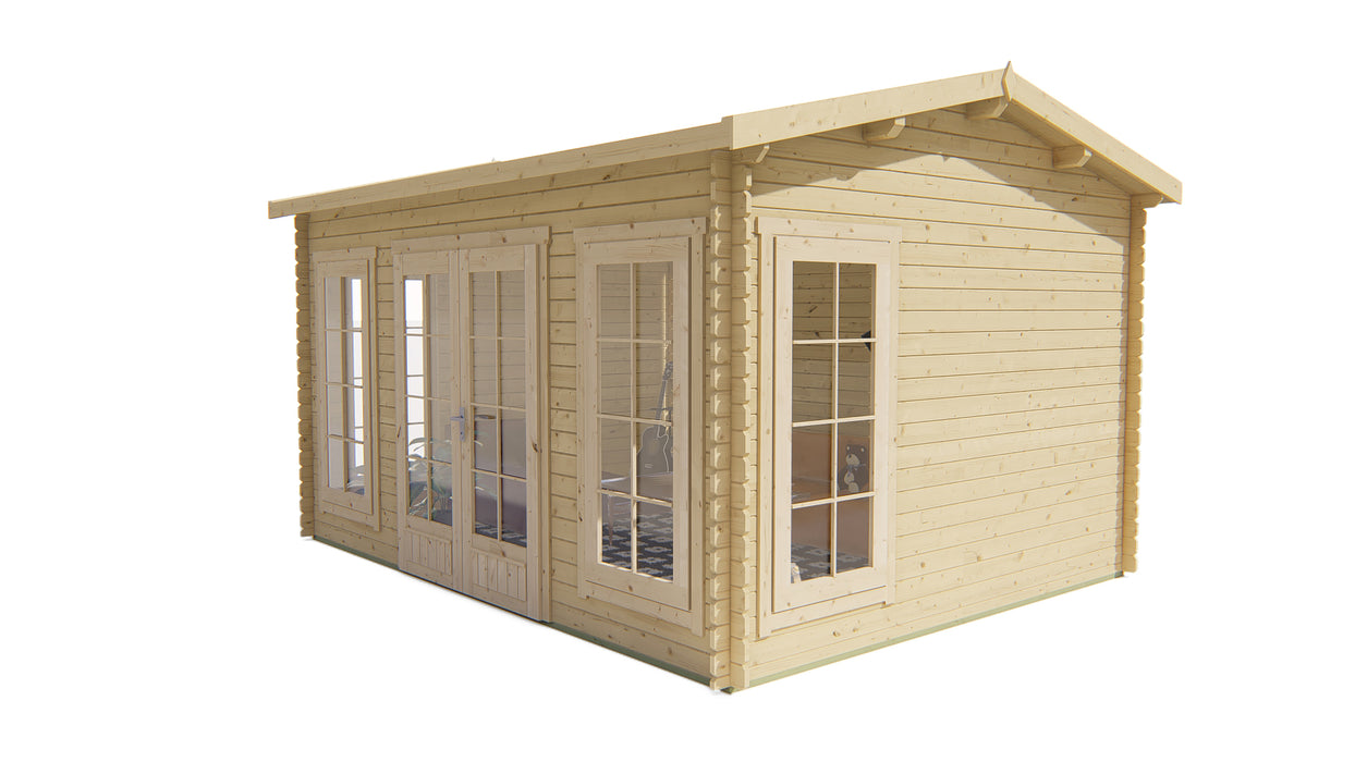 Blokhut - Tuinhuis Arne | 28 mm | vuren grijs geïmpregneerd