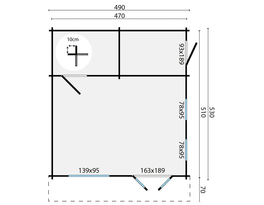 Blokhut - Tuinhuis Berlin | 44 mm | vuren onbehandeld