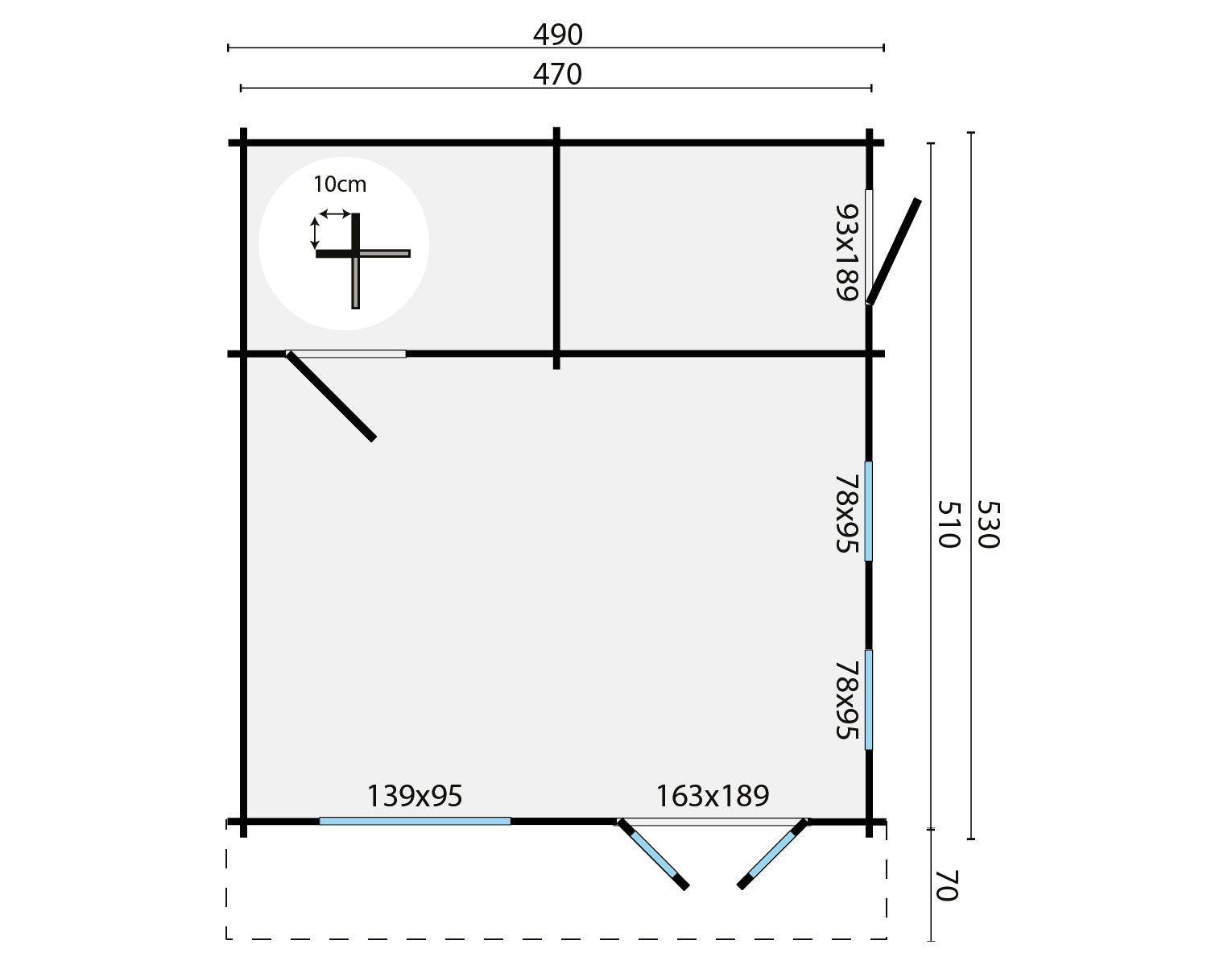 Blokhut - Tuinhuis Berlin | 44 mm | vuren Red Class Wood geïmpregneerd