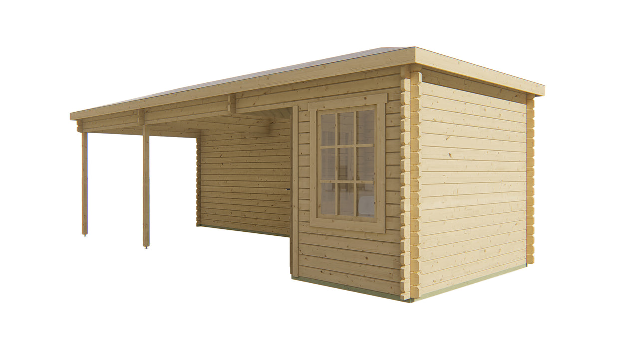 Blokhut - Tuinhuis Bertil | 44 mm | vuren grijs geïmpregneerd