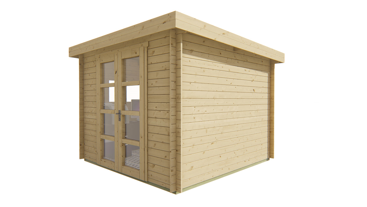 Blokhut - Tuinhuis Bodine | 28 mm | vuren bruin geïmpregneerd