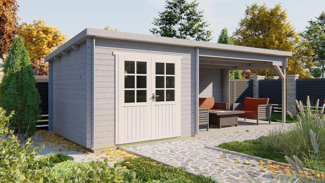 Blokhut - Tuinhuis Charlotta | 28 mm | vuren bruin geïmpregneerd