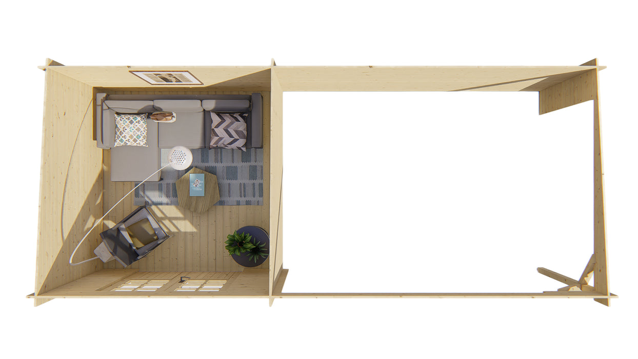 Blokhut - Tuinhuis Charlotta | 28 mm | vuren bruin geïmpregneerd