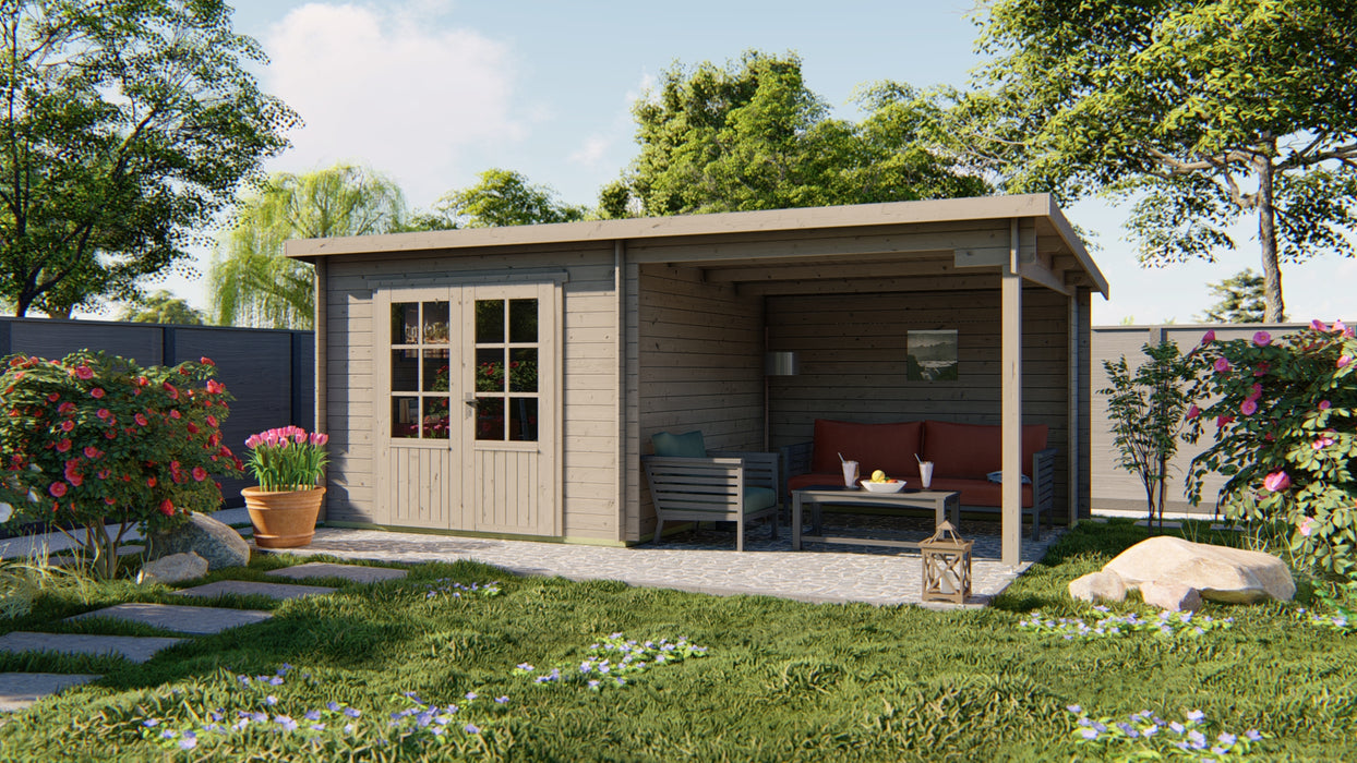 Blokhut - Tuinhuis Chappo | 28 mm | vuren bruin geïmpregneerd