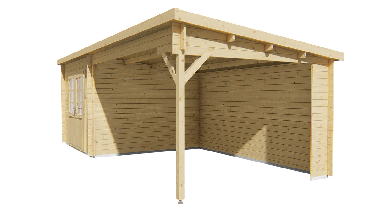 Blokhut - Tuinhuis Charlotta | 28 mm | vuren bruin geïmpregneerd