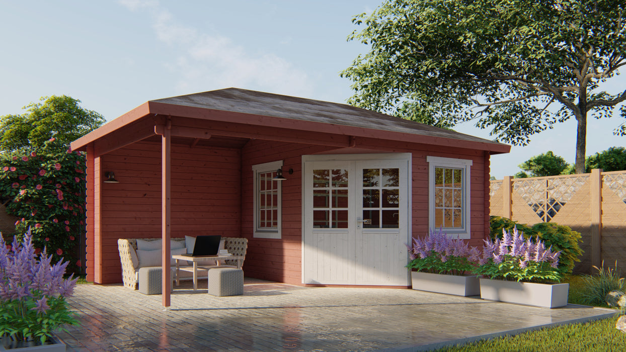 Blokhut - Tuinhuis Christoffer | 28 mm | vuren groen geïmpregneerd