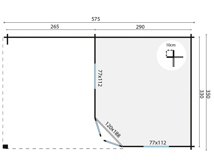 Blokhut - Tuinhuis Christoffer | 28 mm | vuren bruin geïmpregneerd