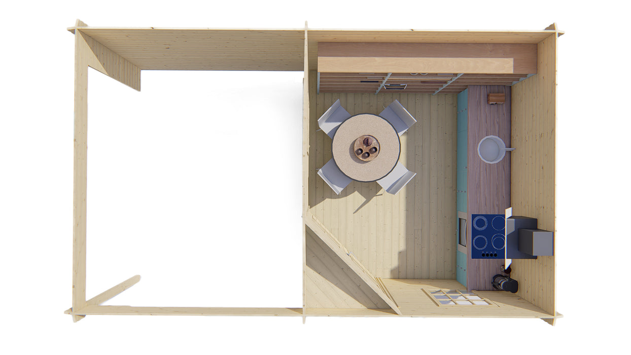 Blokhut - Tuinhuis Christoffer | 28 mm | vuren groen geïmpregneerd