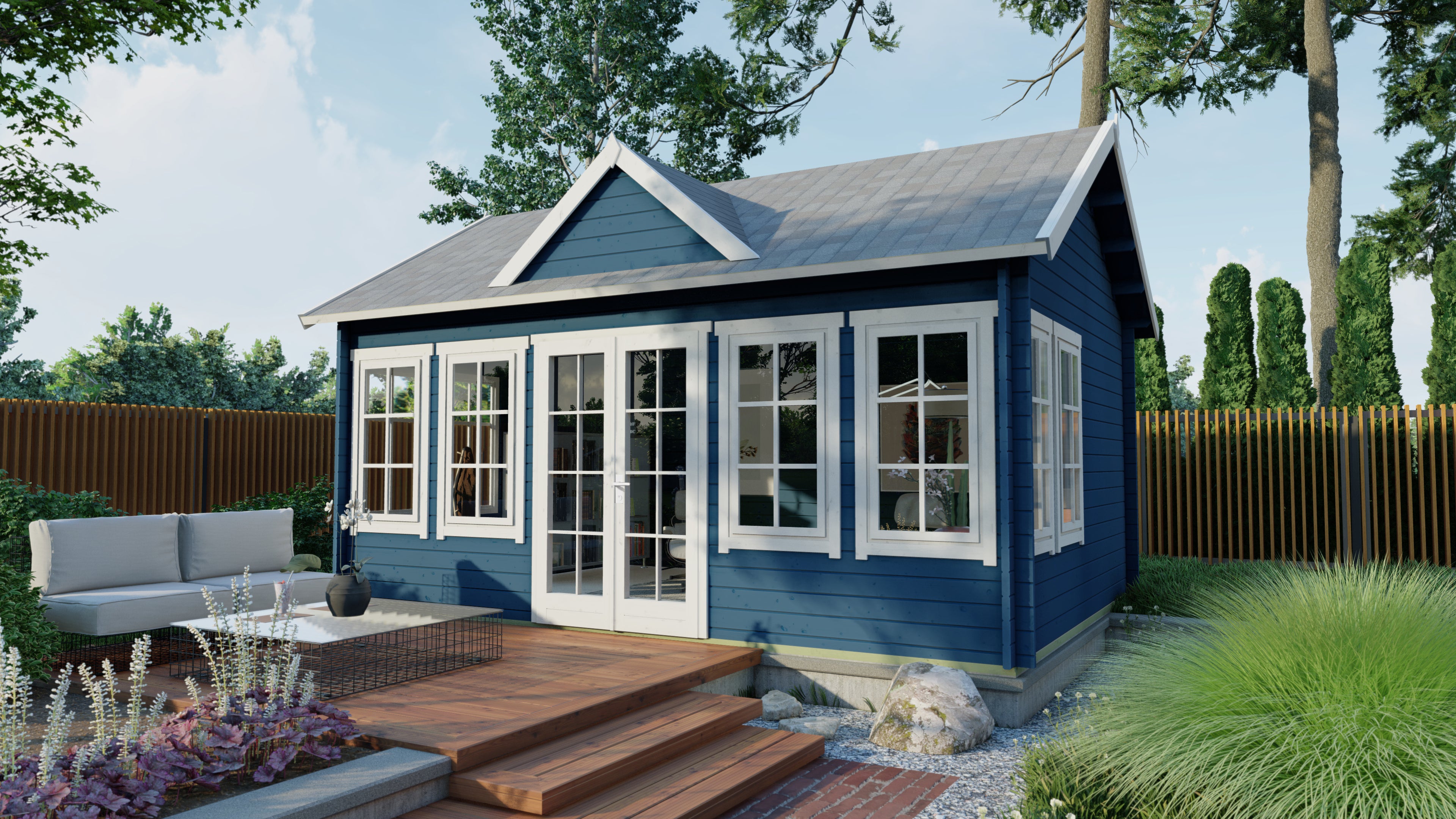Blokhut - Tuinhuis Clockhouse | 44 mm | vuren Red Class Wood geïmpregneerd