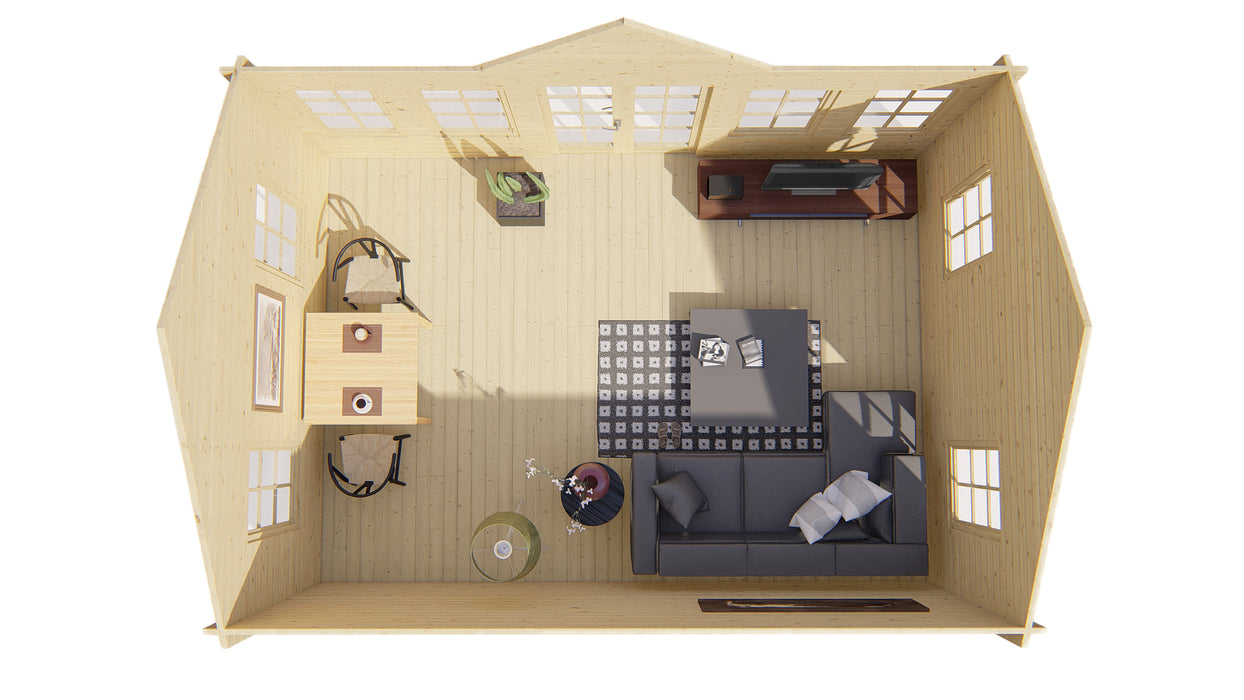 Blokhut - Tuinhuis Clockhouse Trevor | 70 mm | vuren grijs geïmpregneerd