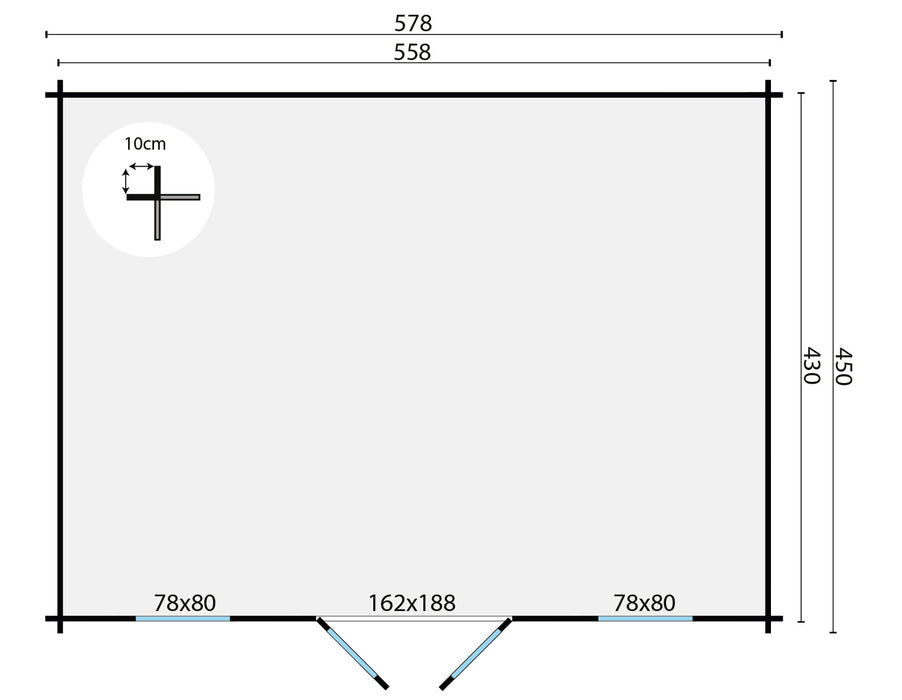 Blokhut - Tuinhuis Dianne | 40 mm | vuren Red Class Wood geïmpregneerd