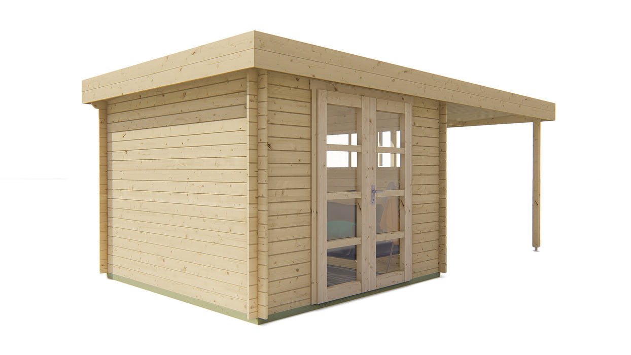 Blokhut - Tuinhuis Dellinger | 28 mm | vuren groen geïmpregneerd