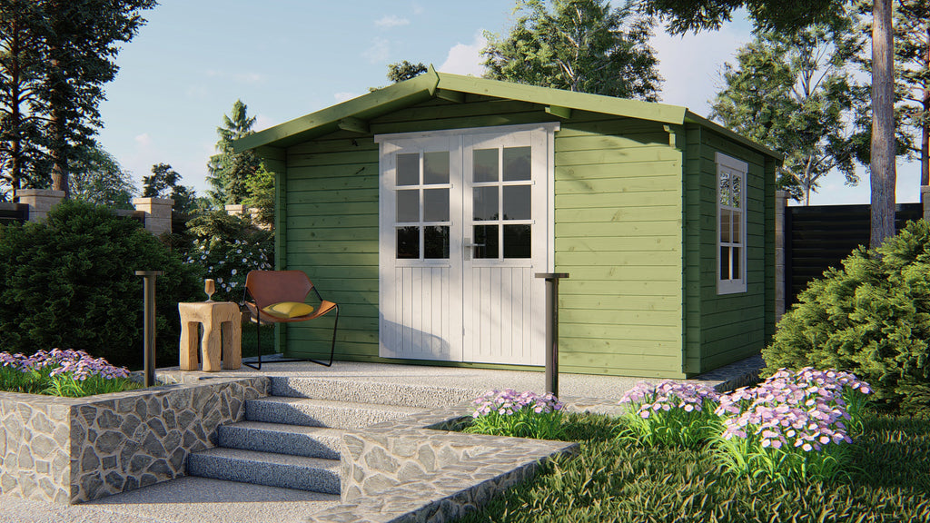 Blokhut - Tuinhuis Dyre | 40 mm | vuren groen geïmpregneerd