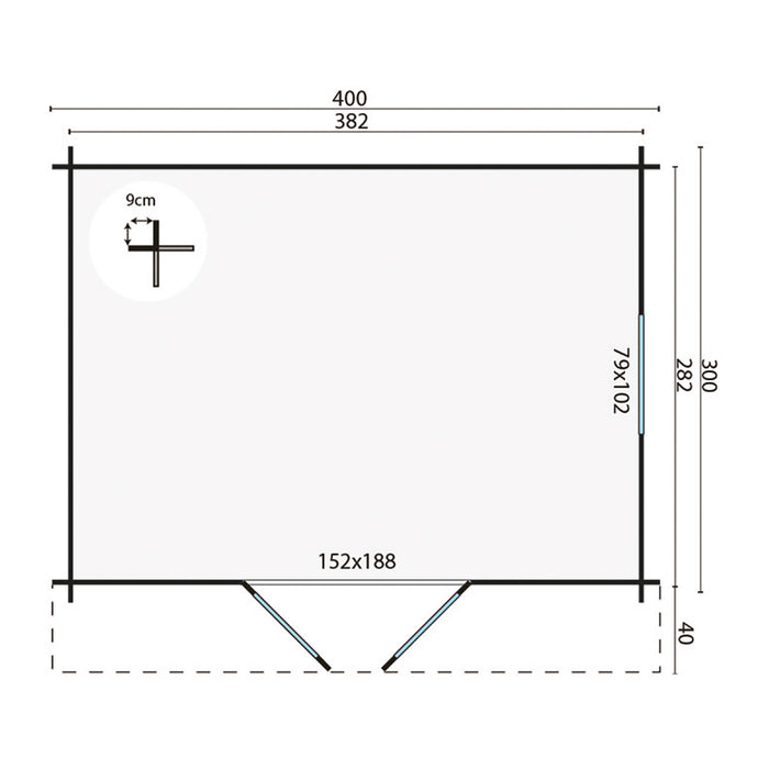 Blokhut - Tuinhuis Dyre | 40 mm | vuren bruin geïmpregneerd