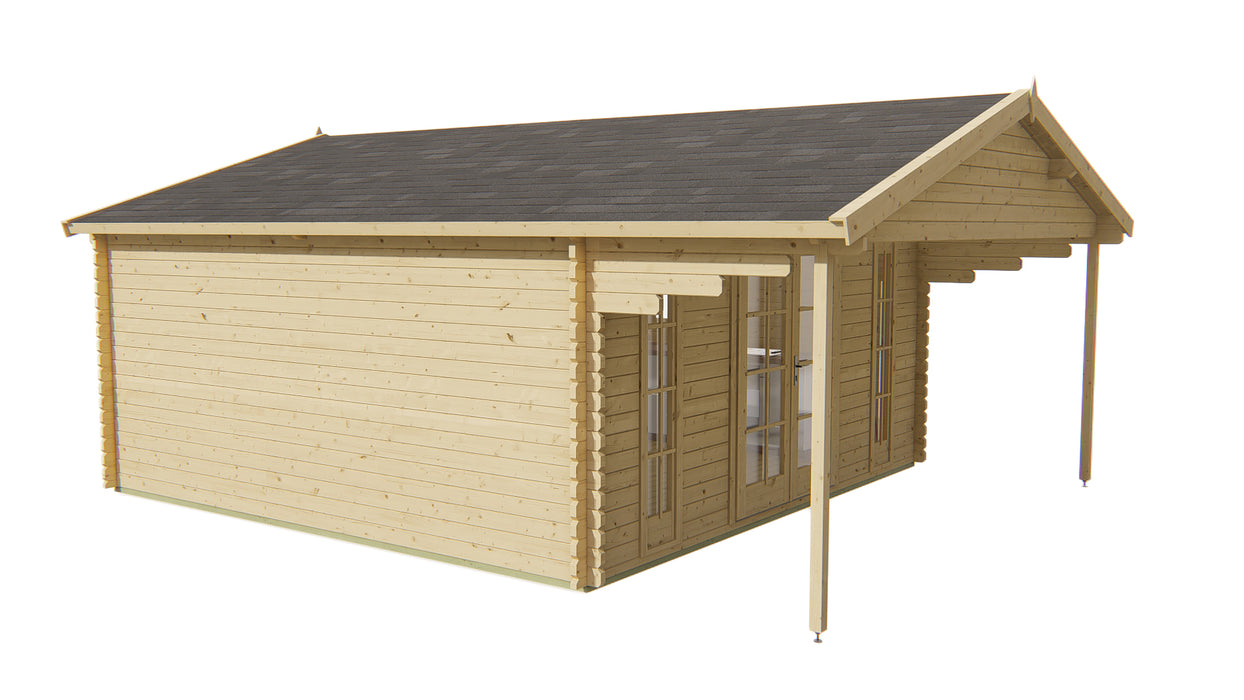 Blokhut - Tuinhuis Emiel | 44 mm | vuren honinggeel geïmpregneerd