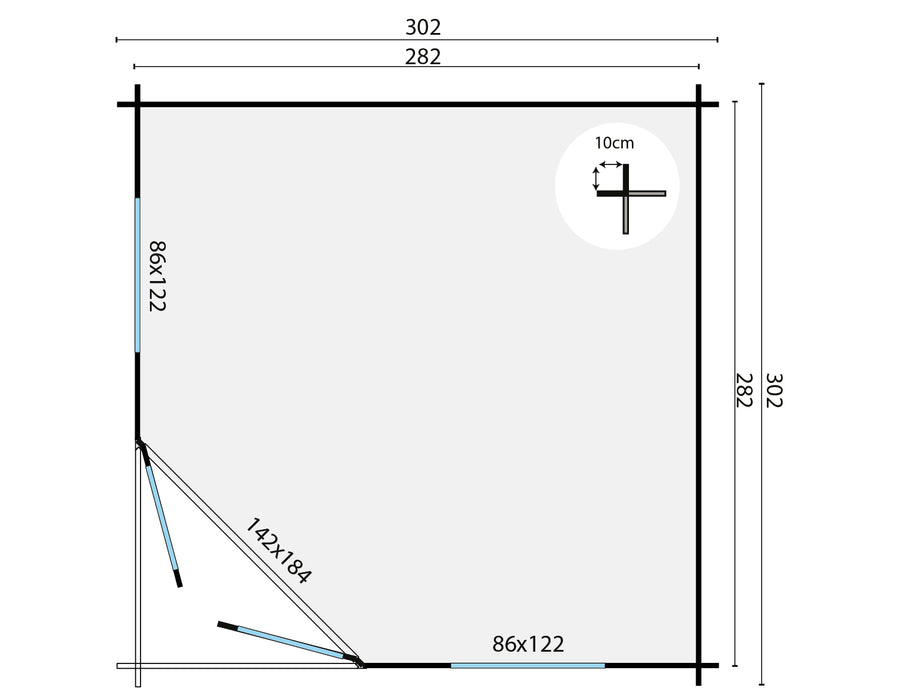 Blokhut - Tuinhuis Emma | 40 mm | vuren groen geïmpregneerd