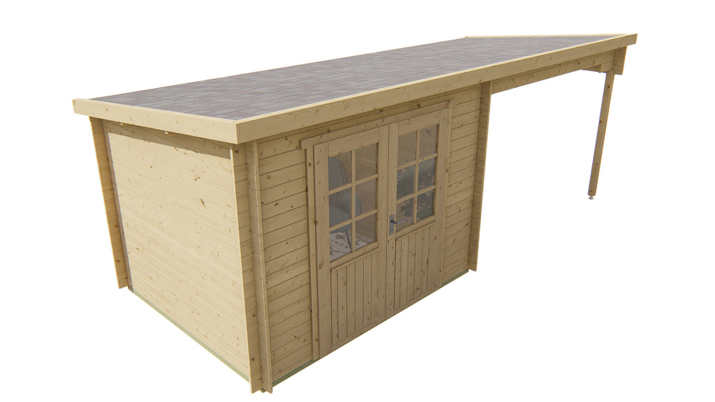 Blokhut - Tuinhuis Freddy | 28 mm | vuren Red Class Wood geïmpregneerd
