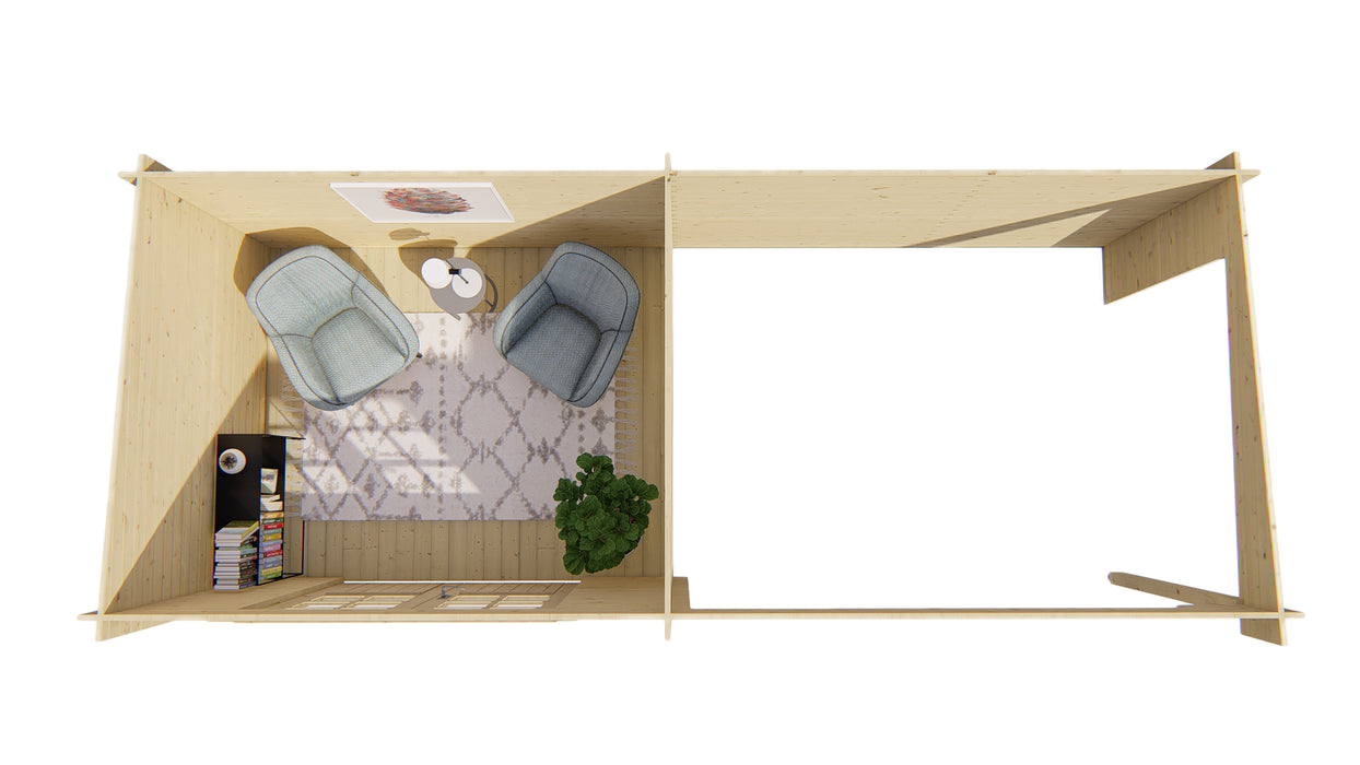 Blokhut - Tuinhuis Freddy | 28 mm | vuren grijs geïmpregneerd
