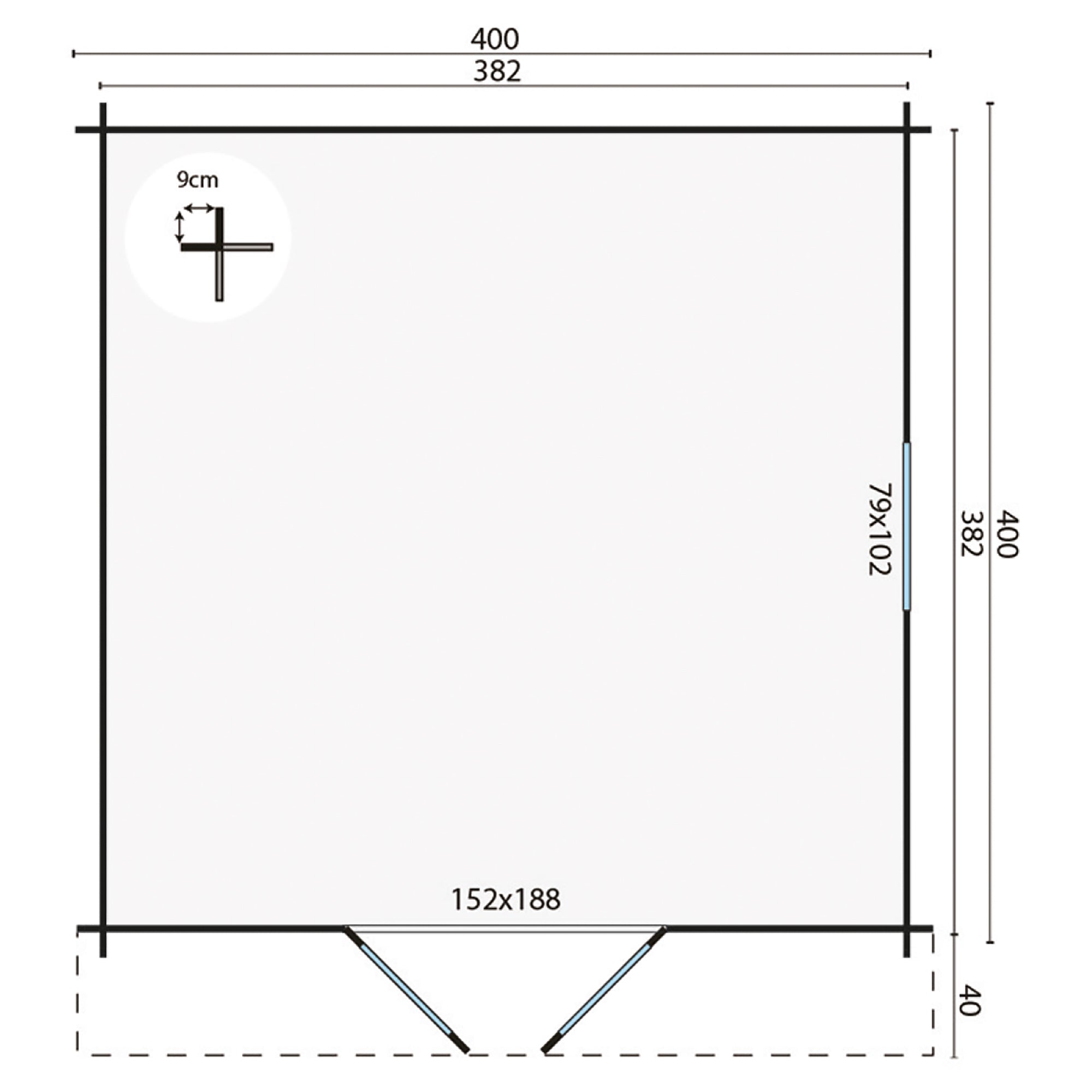 Blokhut - Tuinhuis Gunda | 40 mm | vuren grijs geïmpregneerd
