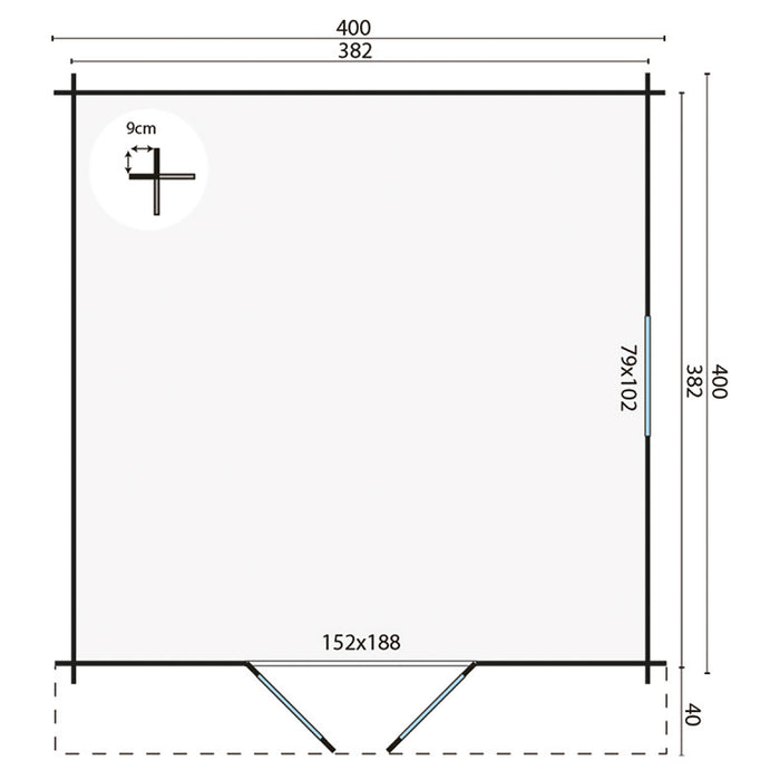 Blokhut - Tuinhuis Gunda | 40 mm | vuren grijs geïmpregneerd