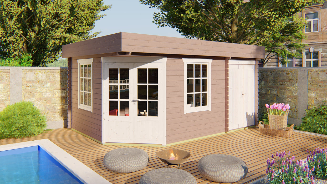 Blokhut - Tuinhuis Helge | 44 mm | vuren honinggeel geïmpregneerd