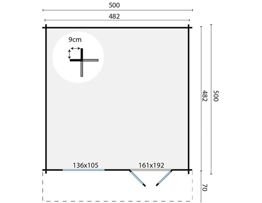 Blokhut - Tuinhuis Hendrick | 44 mm | vuren grijs geïmpregneerd