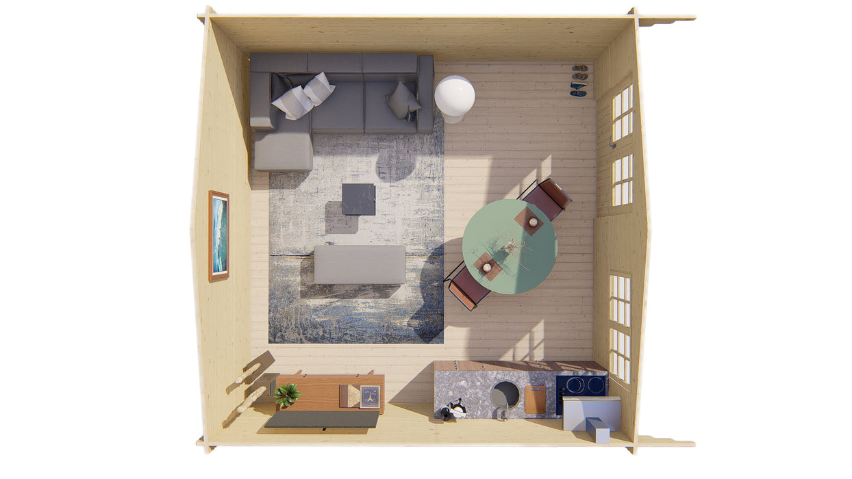 Blokhut - Tuinhuis Hendrick | 44 mm | vuren grijs geïmpregneerd