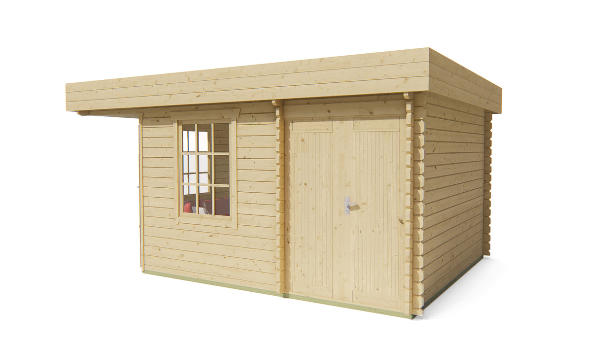 Blokhut - Tuinhuis Helge | 44 mm | vuren bruin geïmpregneerd