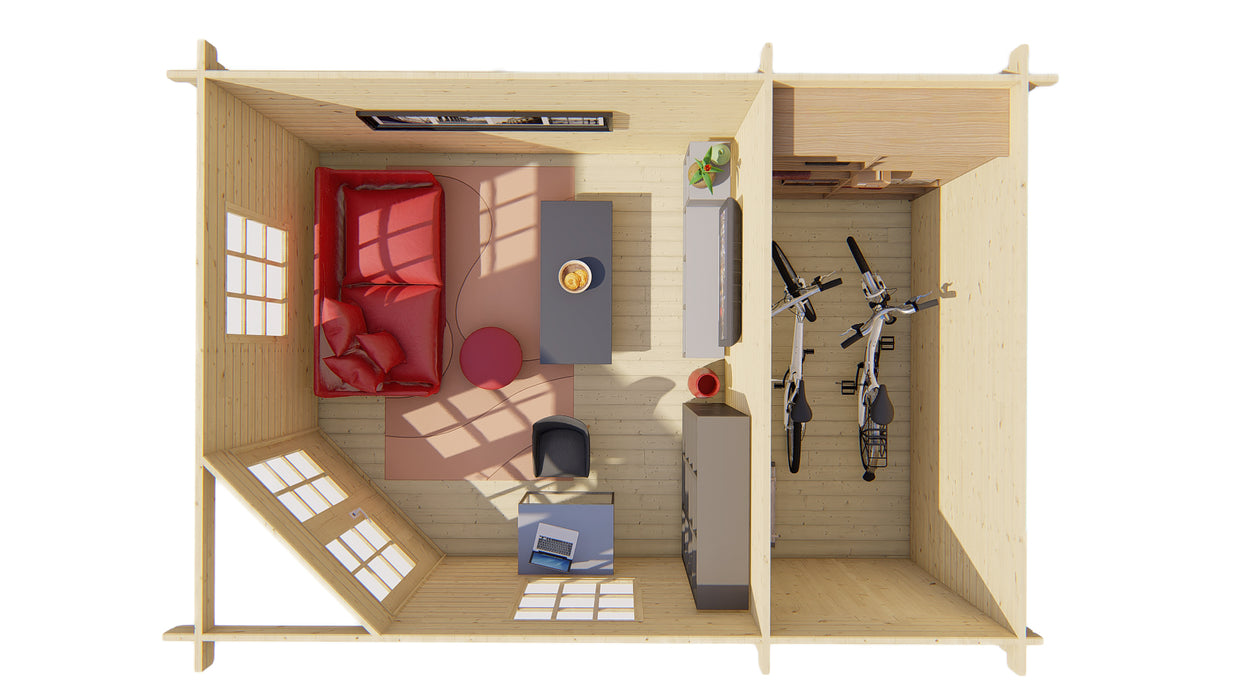 Blokhut - Tuinhuis Helge | 44 mm | vuren onbehandeld