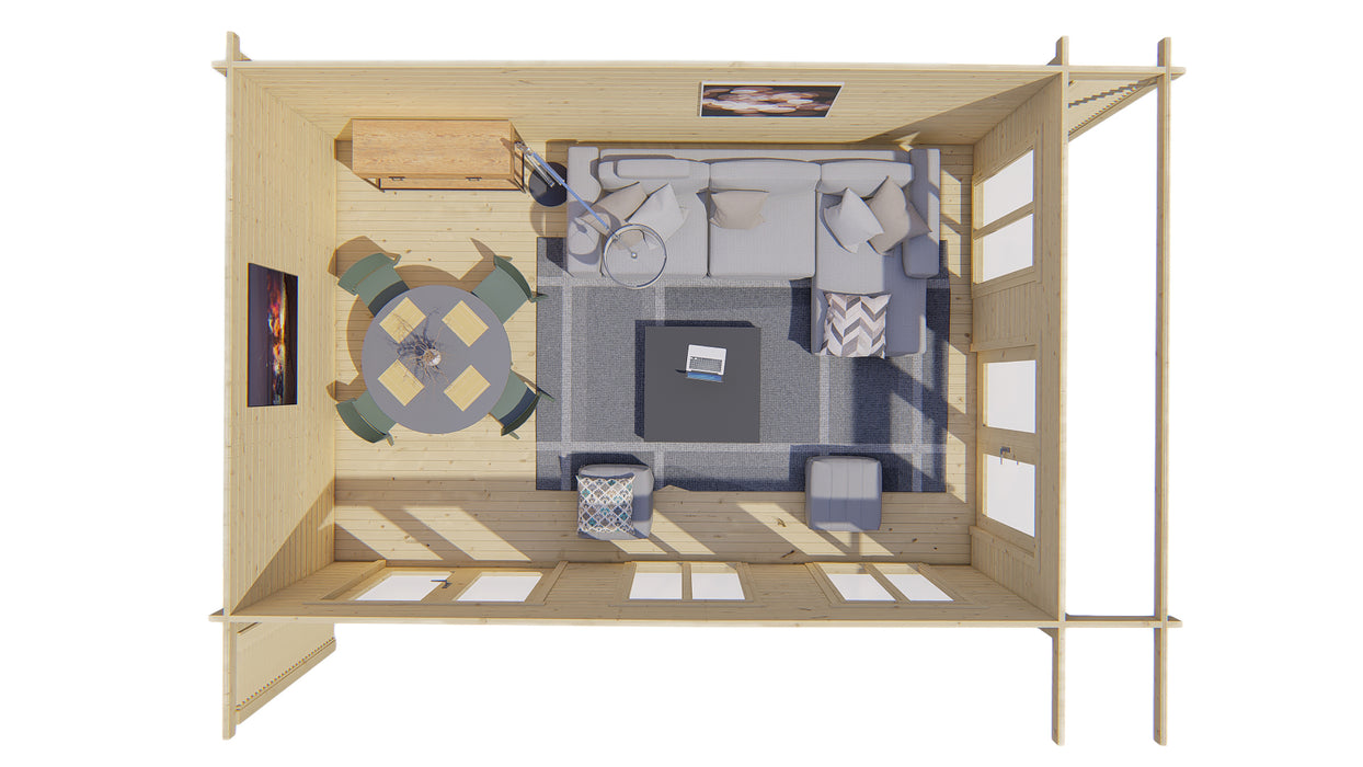 Blokhut - Tuinhuis Hildegard | 44 mm | vuren Red Class Wood geïmpregneerd