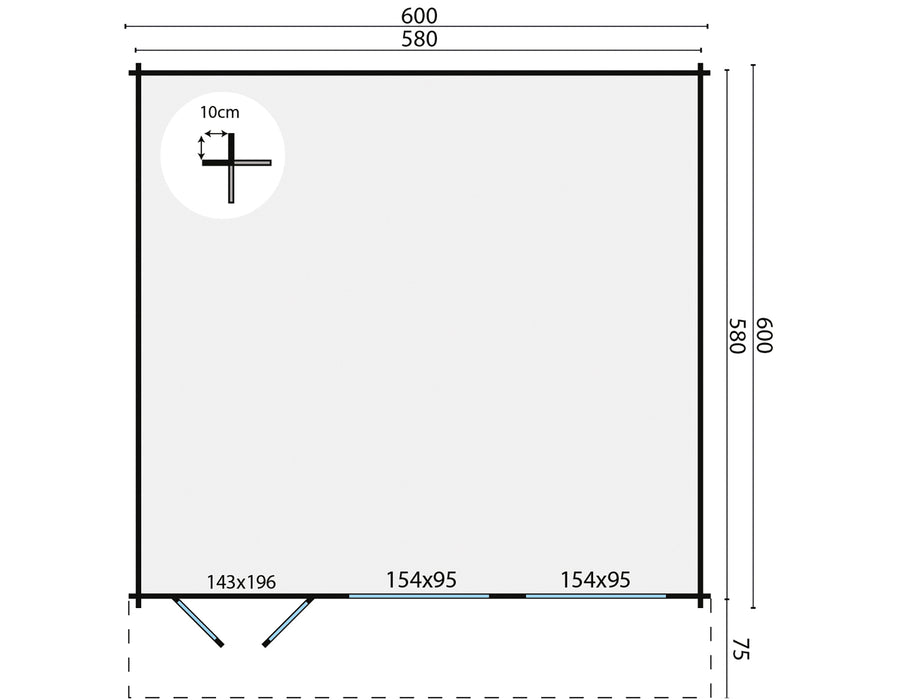 Blokhut - Tuinhuis Helle | 44 mm | vuren honinggeel geïmpregneerd