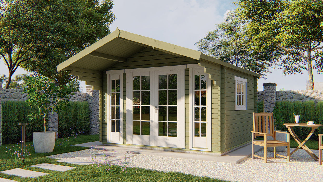 Blokhut - Tuinhuis Inglund | 44 mm | vuren groen geïmpregneerd