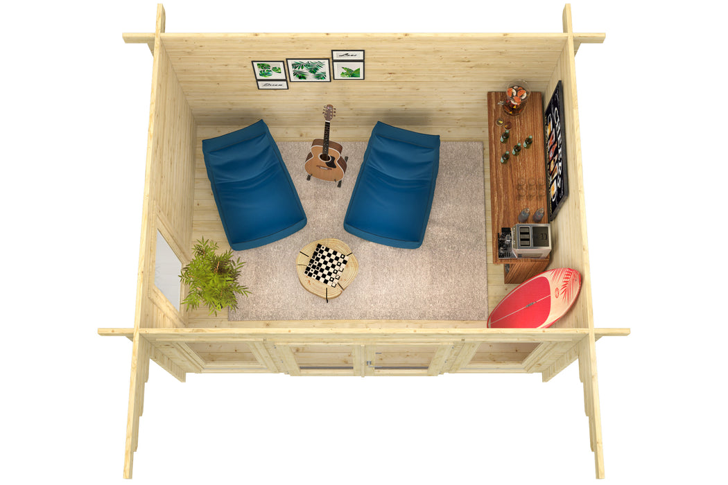 Blokhut - Tuinhuis James | 44 mm | vuren grijs geïmpregneerd