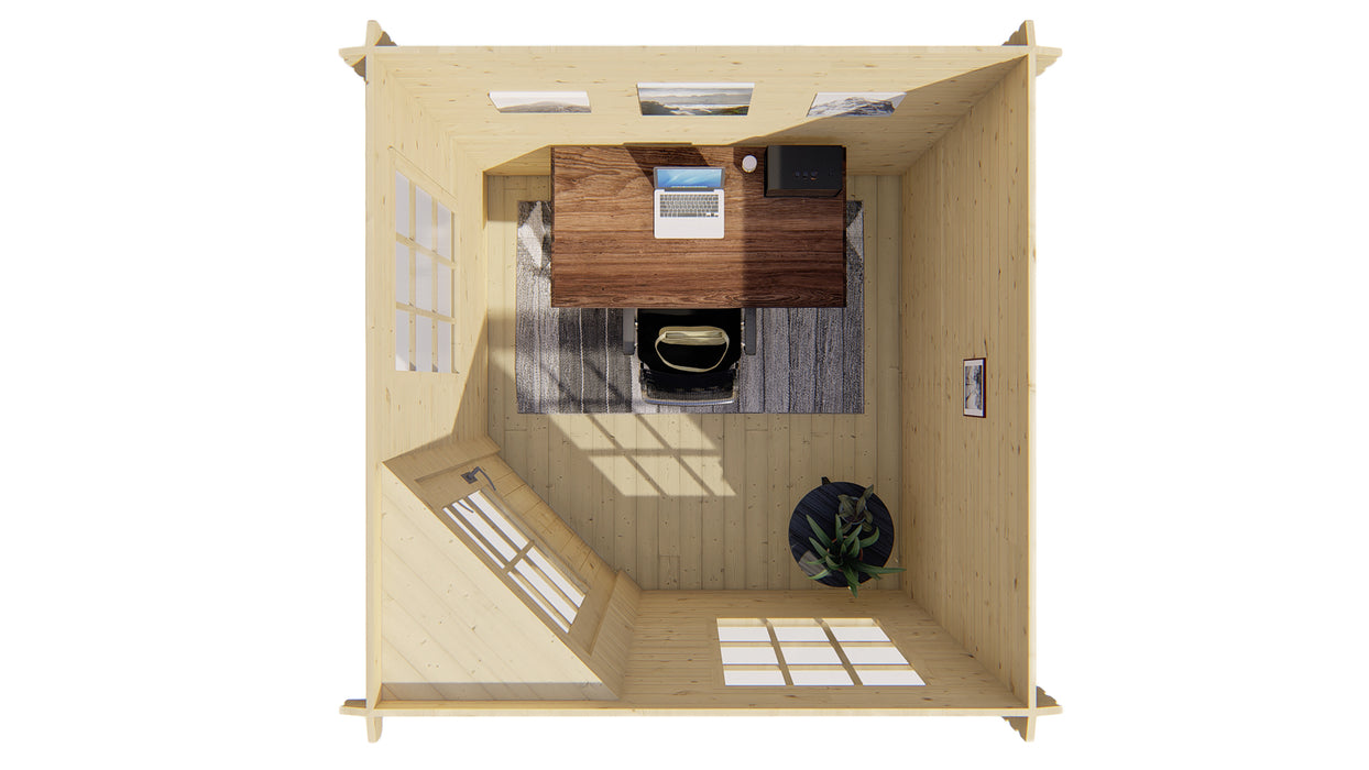 Blokhut - Tuinhuis Jos | 28 mm | vuren bruin geïmpregneerd